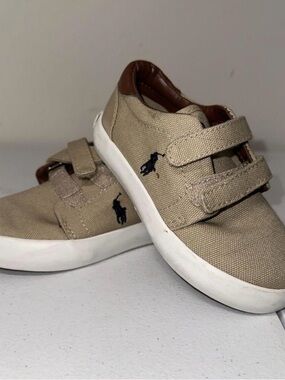 Polo by Ralph Lauren Kids Canvas Sneakers in Brown with White Sole